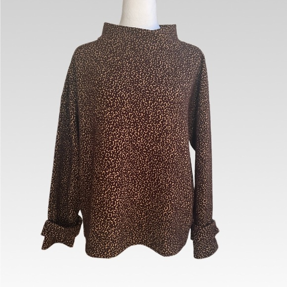 Ann Taylor Tops - Ann Taylor Brown Animal Print Top size L